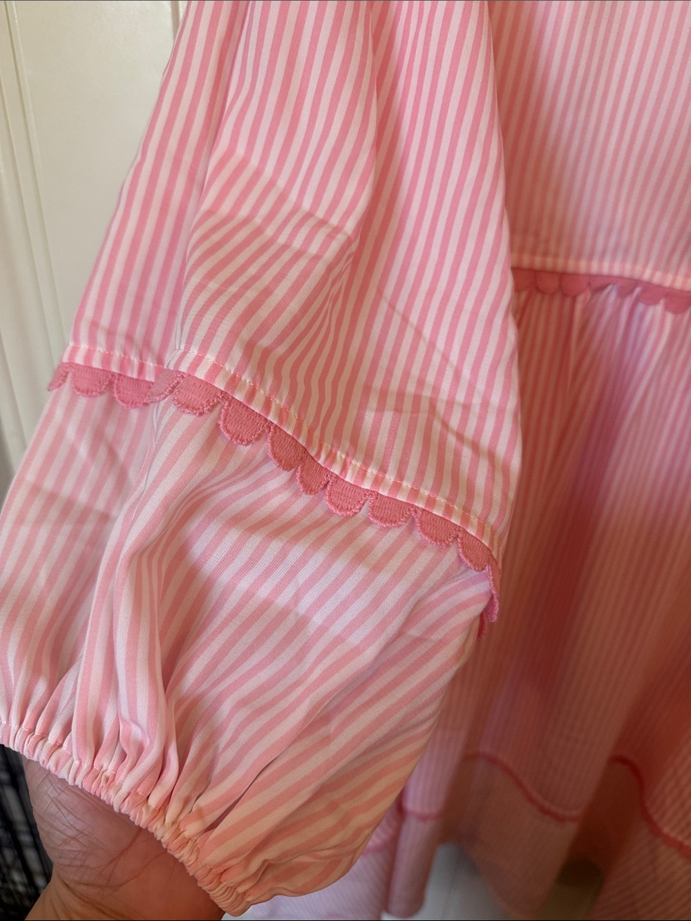 Simply Southern Pink Striped Smocked Yoke Midi Dress - Picture 14 of 15